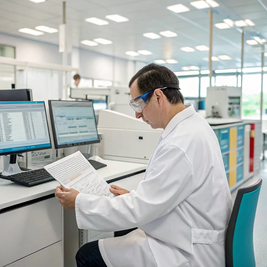 Client reviewing bioprocessing solution